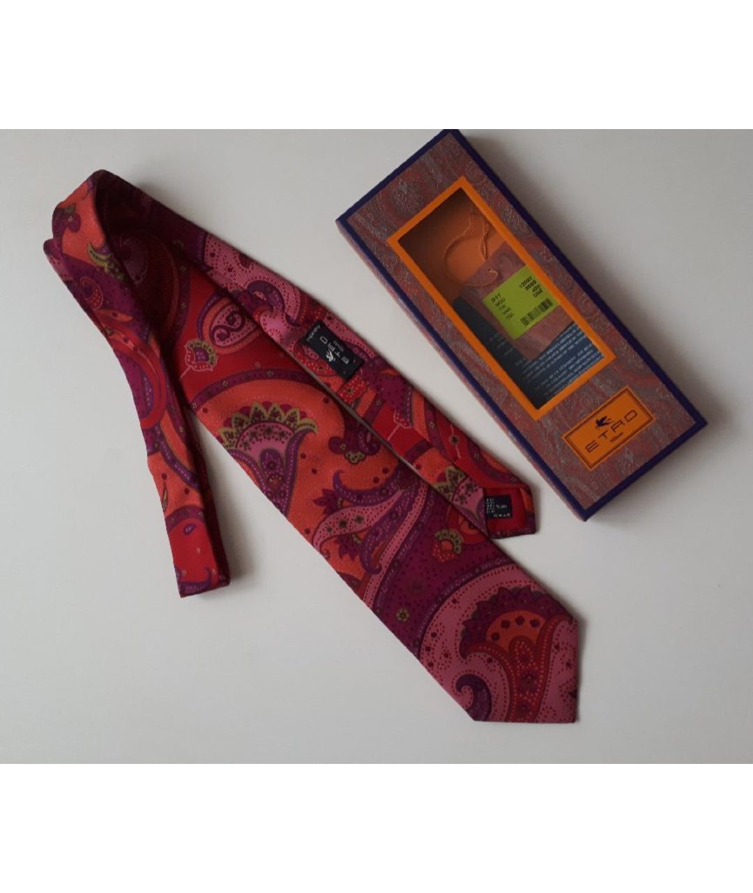 ETRO Коралловый шелковый галстук, фото 5