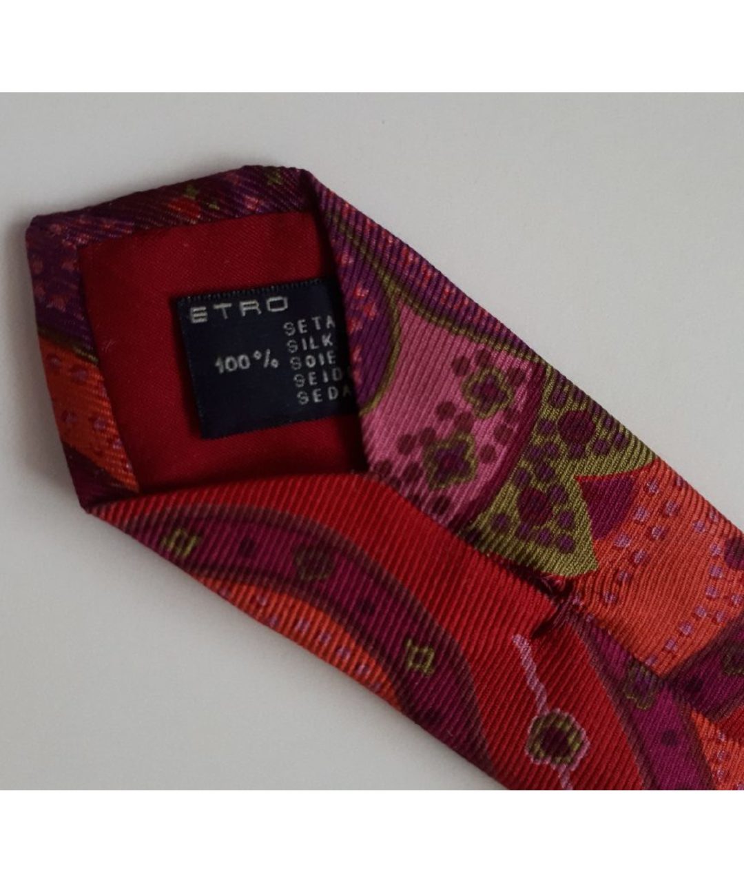 ETRO Коралловый шелковый галстук, фото 7