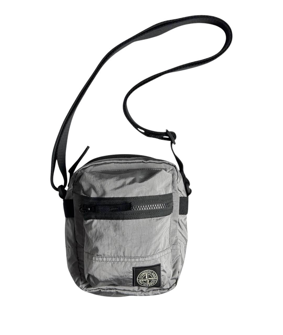 STONE ISLAND Серебряная тканевая сумка на плечо, фото 1