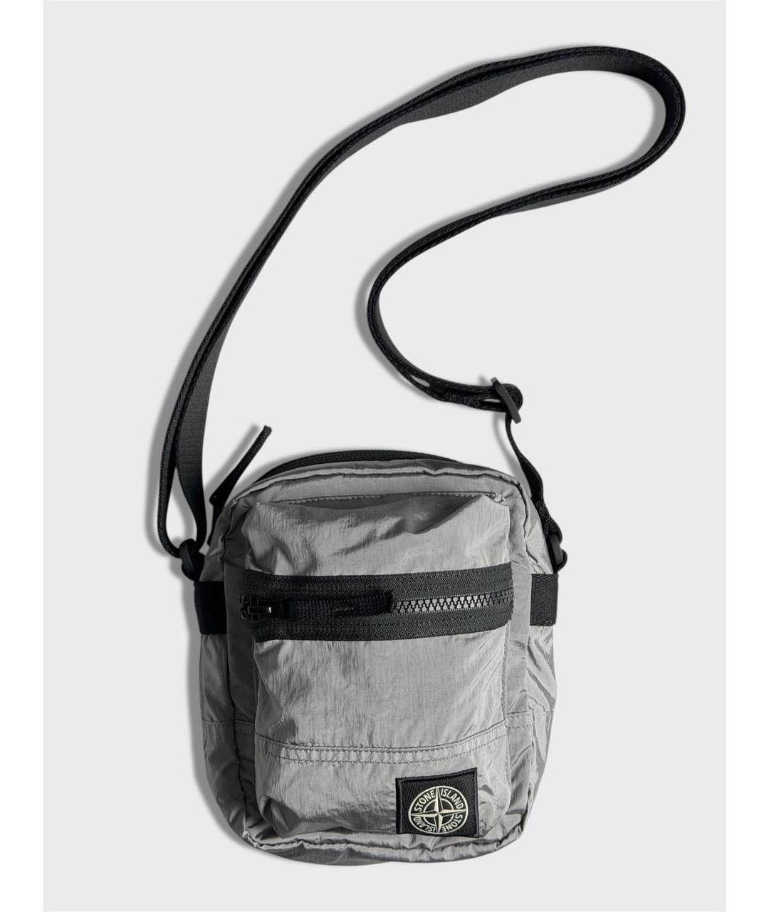 STONE ISLAND Серебряная тканевая сумка на плечо, фото 6