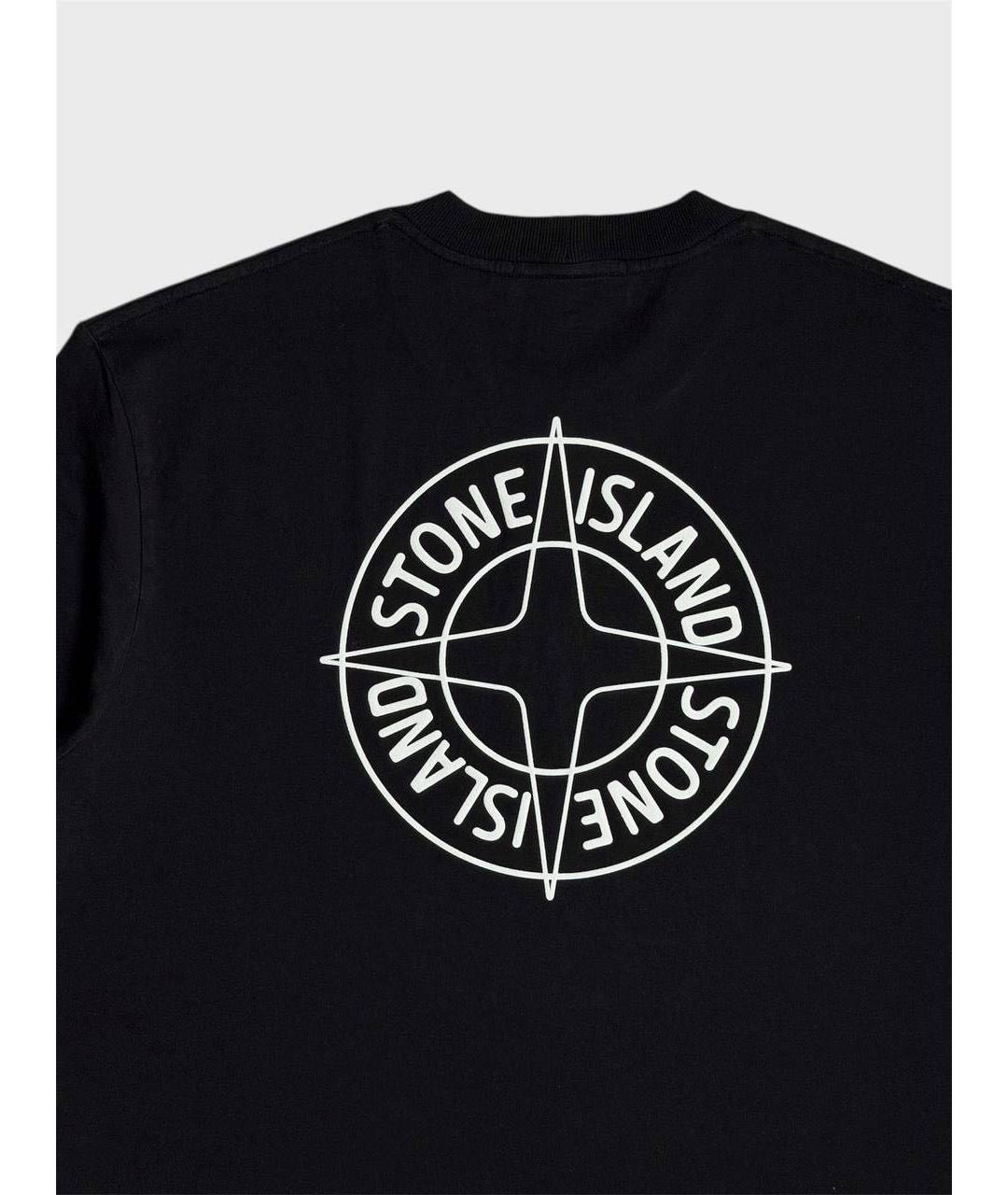 STONE ISLAND Черная хлопковая футболка, фото 5