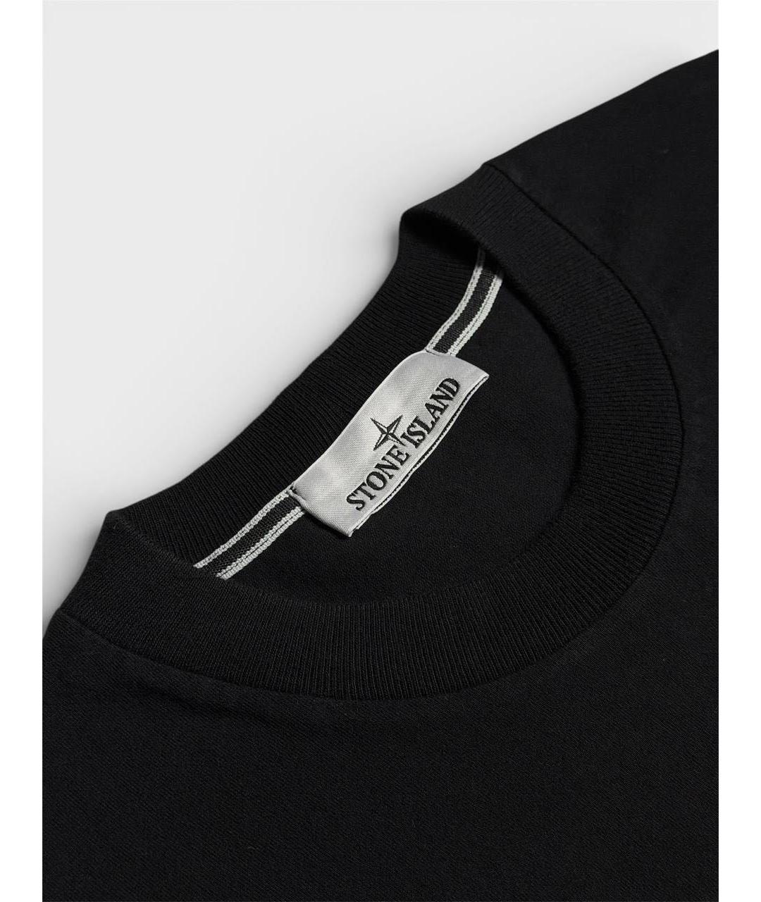 STONE ISLAND Черная хлопковая футболка, фото 3