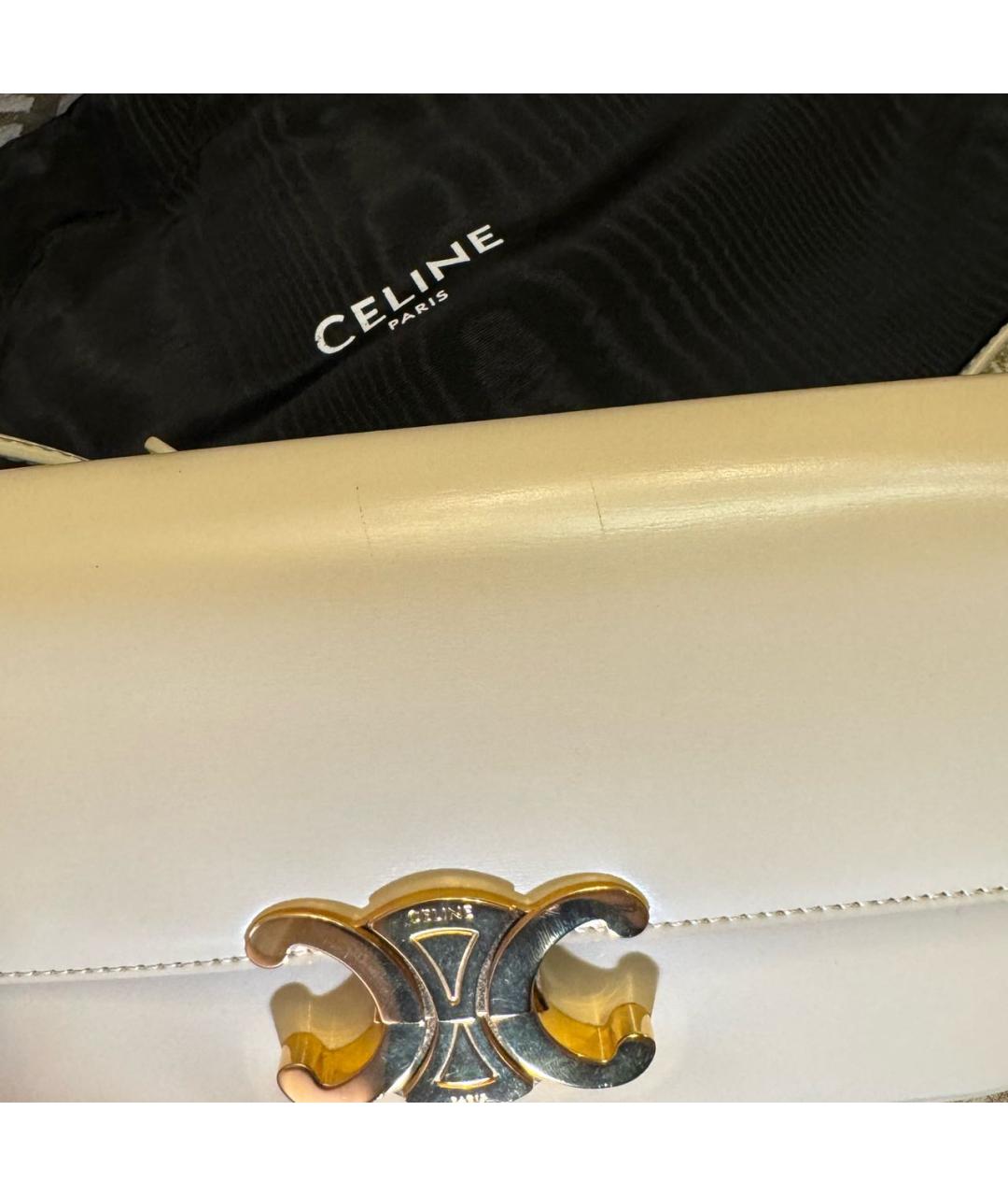 CELINE Белая кожаная сумка через плечо, фото 8