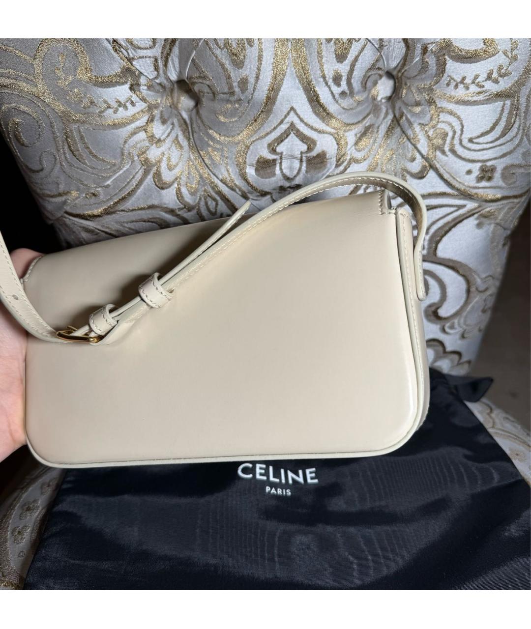 CELINE Белая кожаная сумка через плечо, фото 3