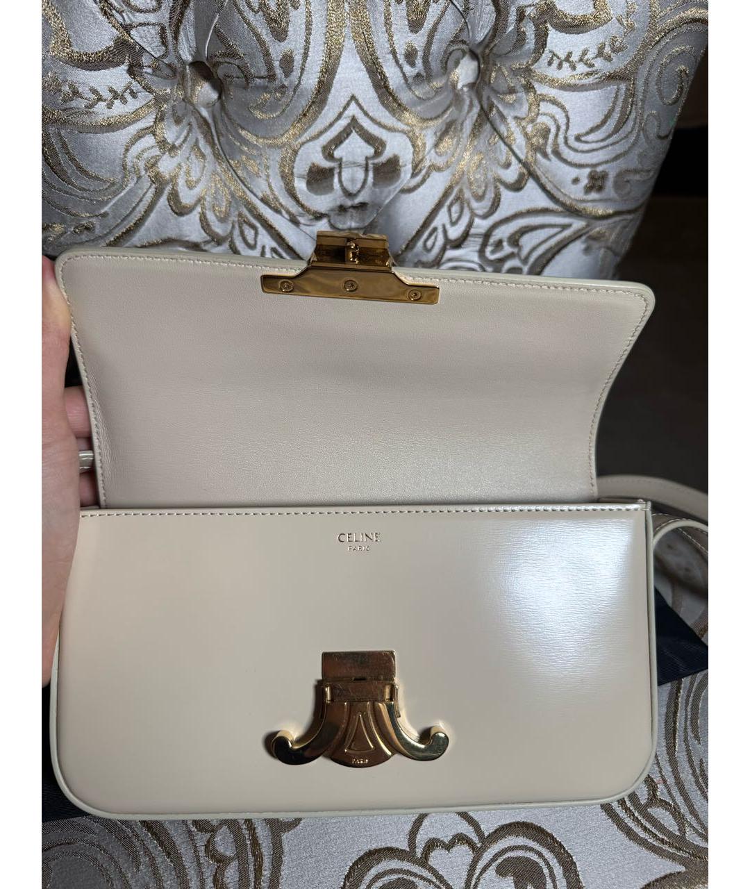 CELINE Белая кожаная сумка через плечо, фото 4