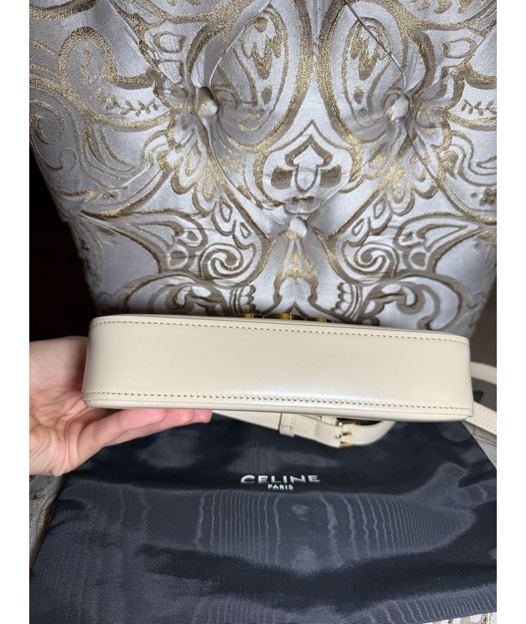 CELINE Белая кожаная сумка через плечо, фото 7