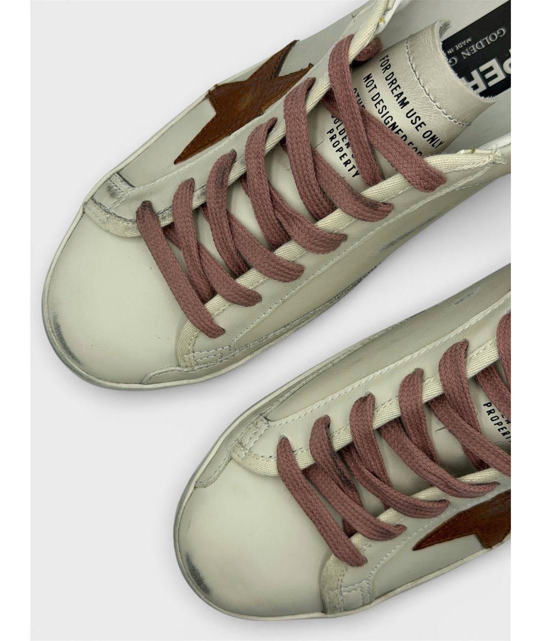 GOLDEN GOOSE DELUXE BRAND Бежевые кожаные кеды, фото 3