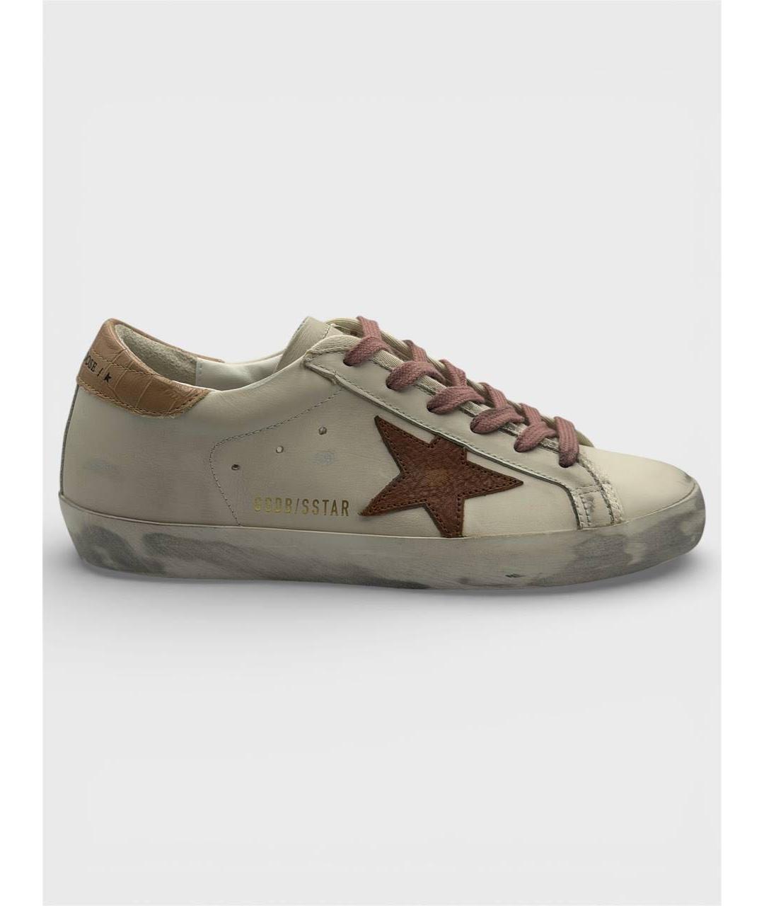 GOLDEN GOOSE DELUXE BRAND Бежевые кожаные кеды, фото 6