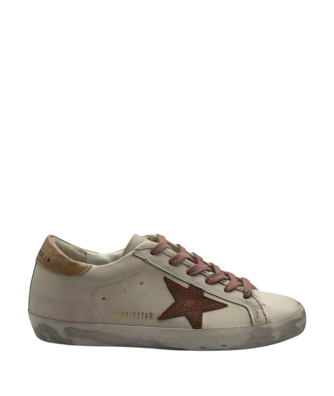 GOLDEN GOOSE DELUXE BRAND Бежевые кожаные кеды, фото 1