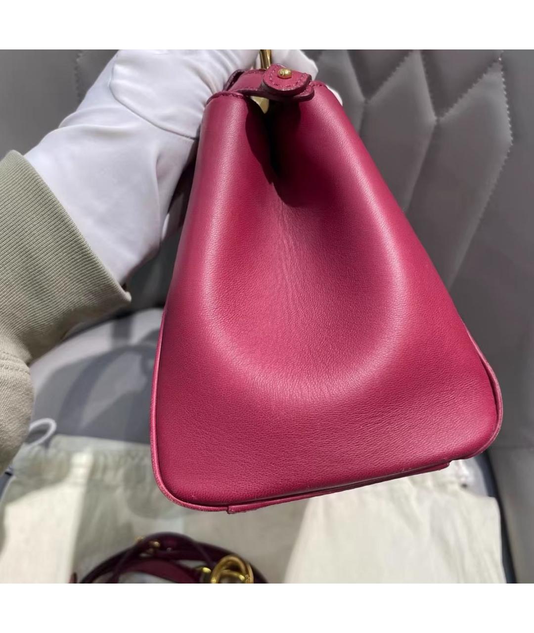 FENDI Розовая кожаная сумка с короткими ручками, фото 6