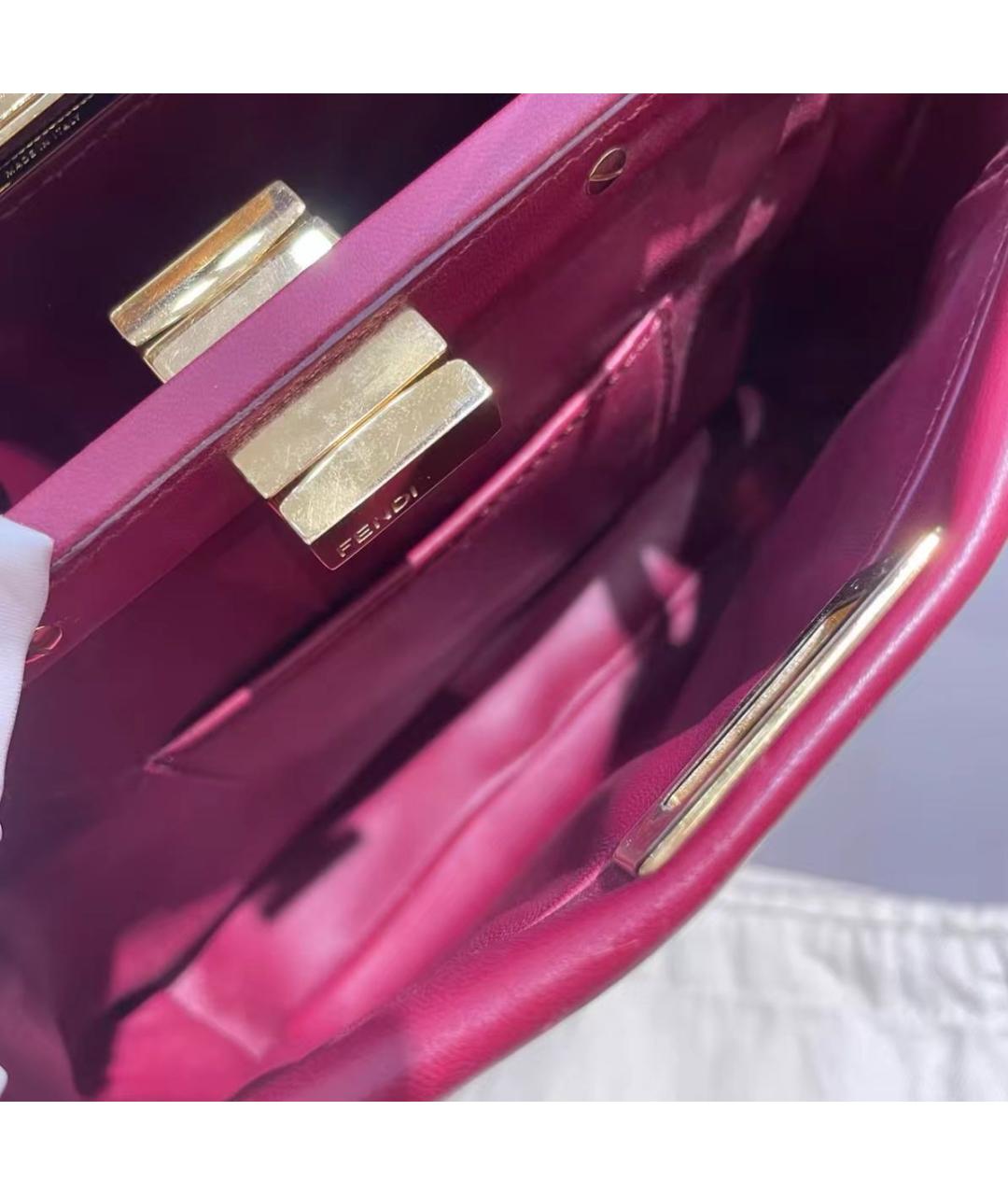 FENDI Розовая кожаная сумка с короткими ручками, фото 4