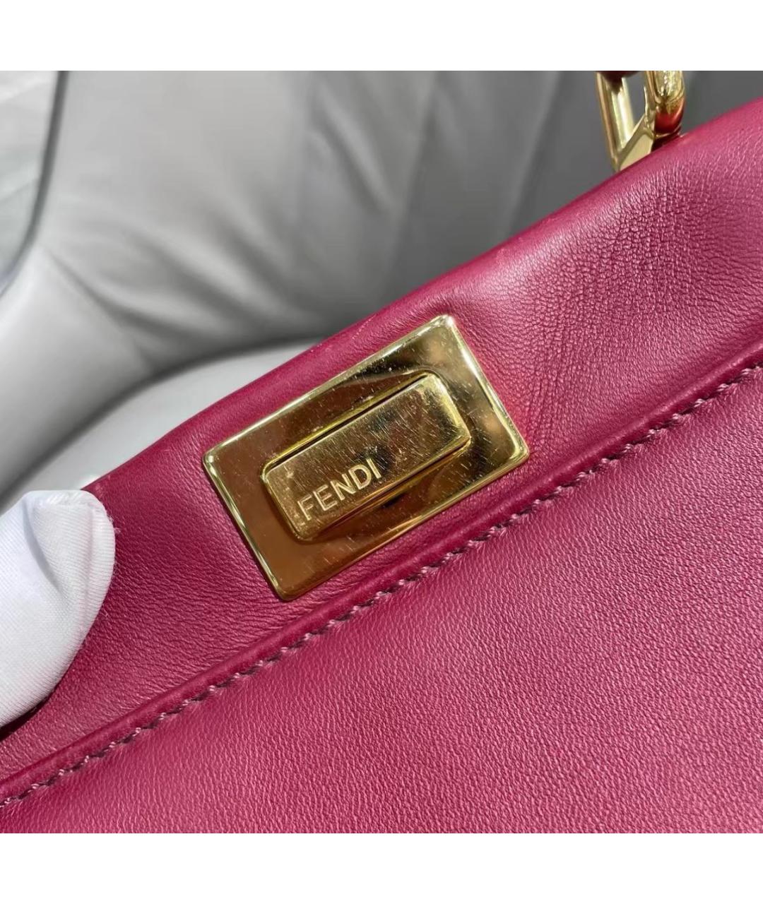FENDI Розовая кожаная сумка с короткими ручками, фото 8
