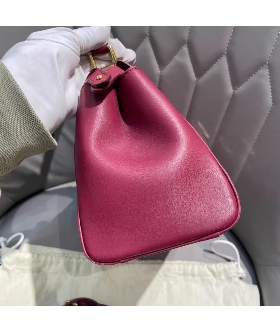 FENDI Розовая кожаная сумка с короткими ручками, фото 5