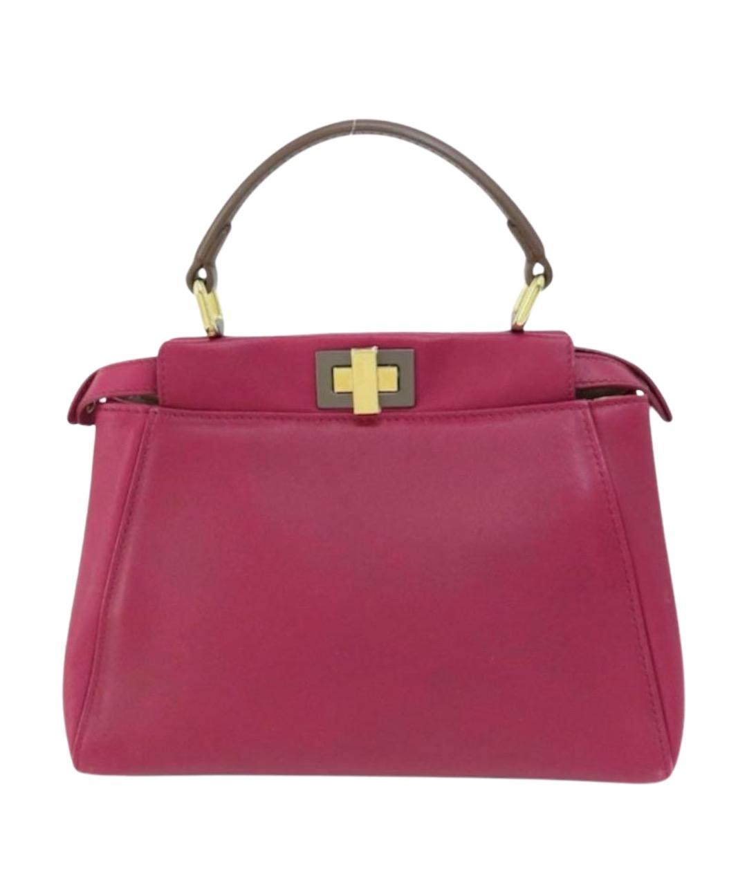 FENDI Розовая кожаная сумка с короткими ручками, фото 1
