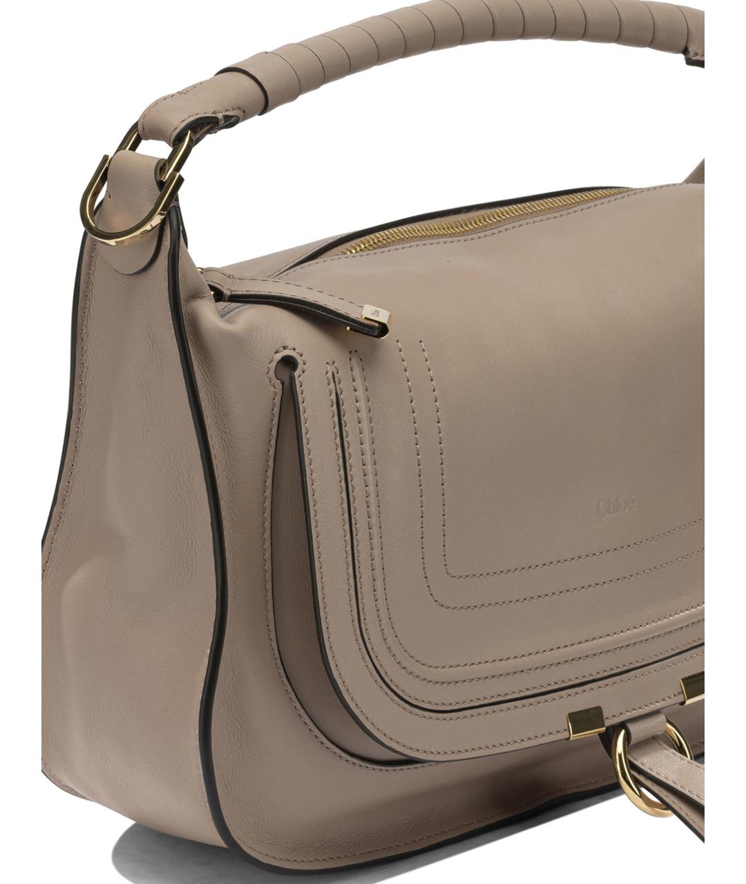 CHLOE Бежевая кожаная сумка с короткими ручками, фото 4