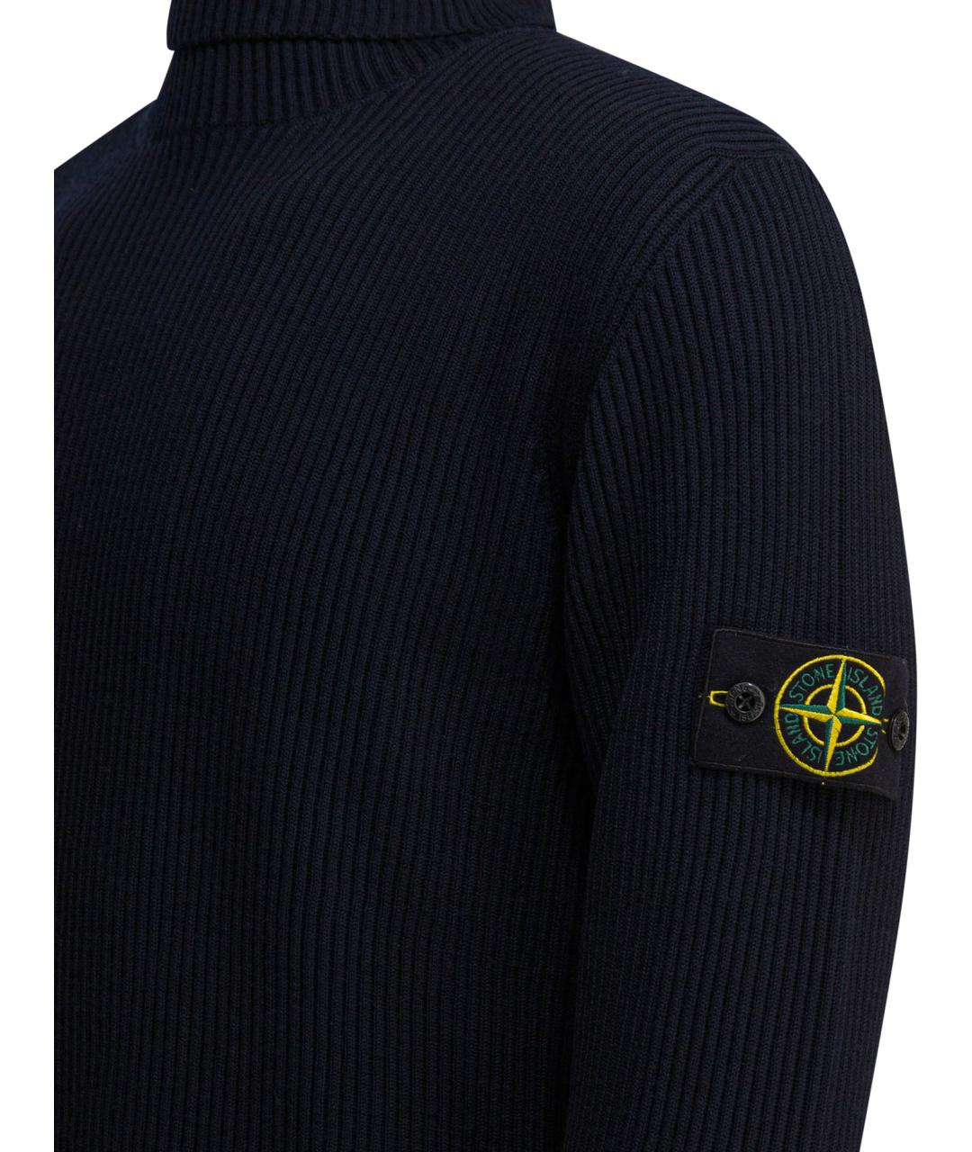 STONE ISLAND Синяя хлопковая водолазка, фото 4