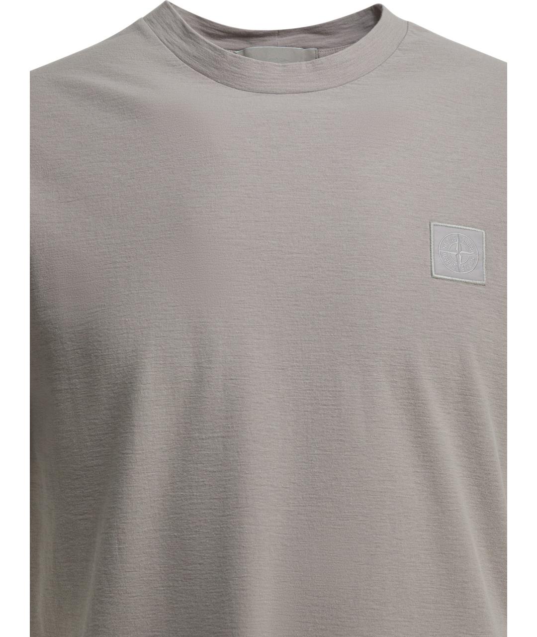 STONE ISLAND Серая хлопковая футболка, фото 3