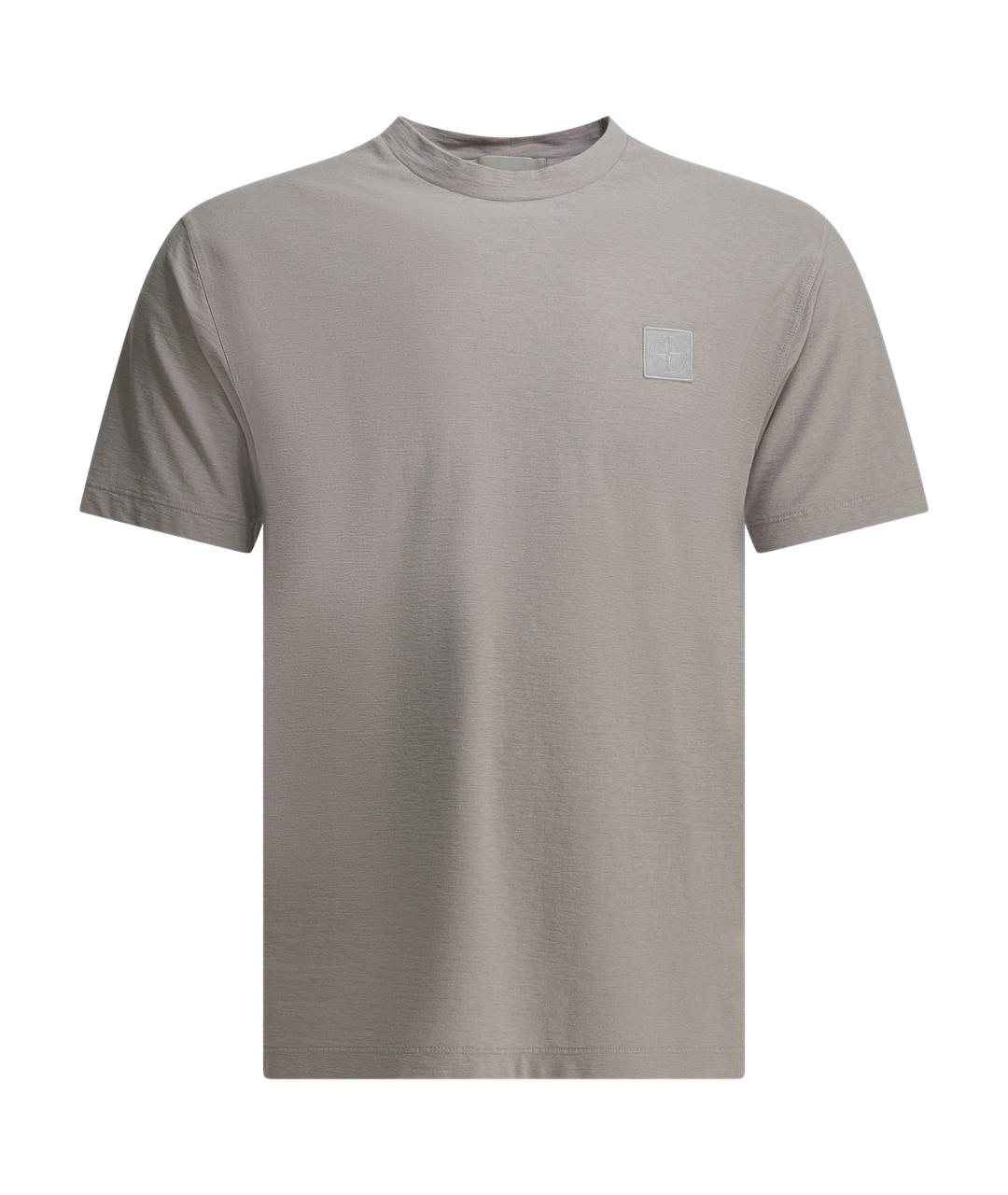 STONE ISLAND Серая хлопковая футболка, фото 1