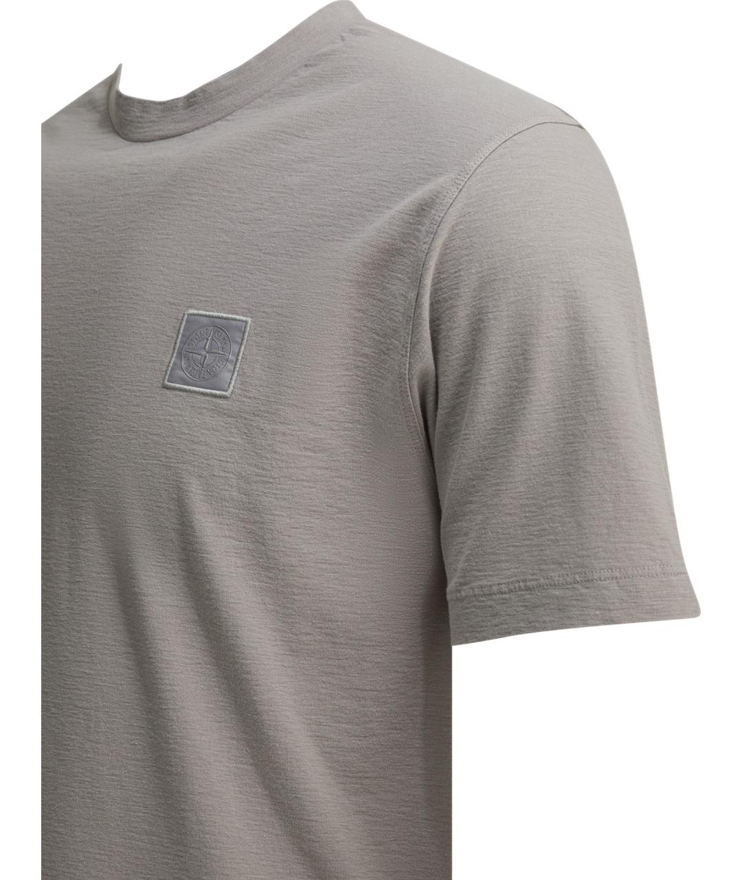 STONE ISLAND Серая хлопковая футболка, фото 4