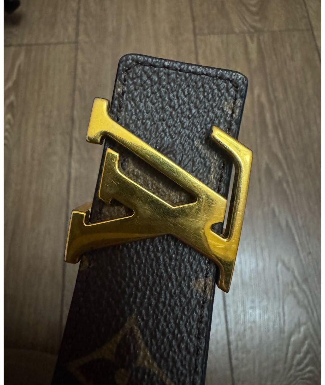 LOUIS VUITTON Коричневый кожаный ремень, фото 4