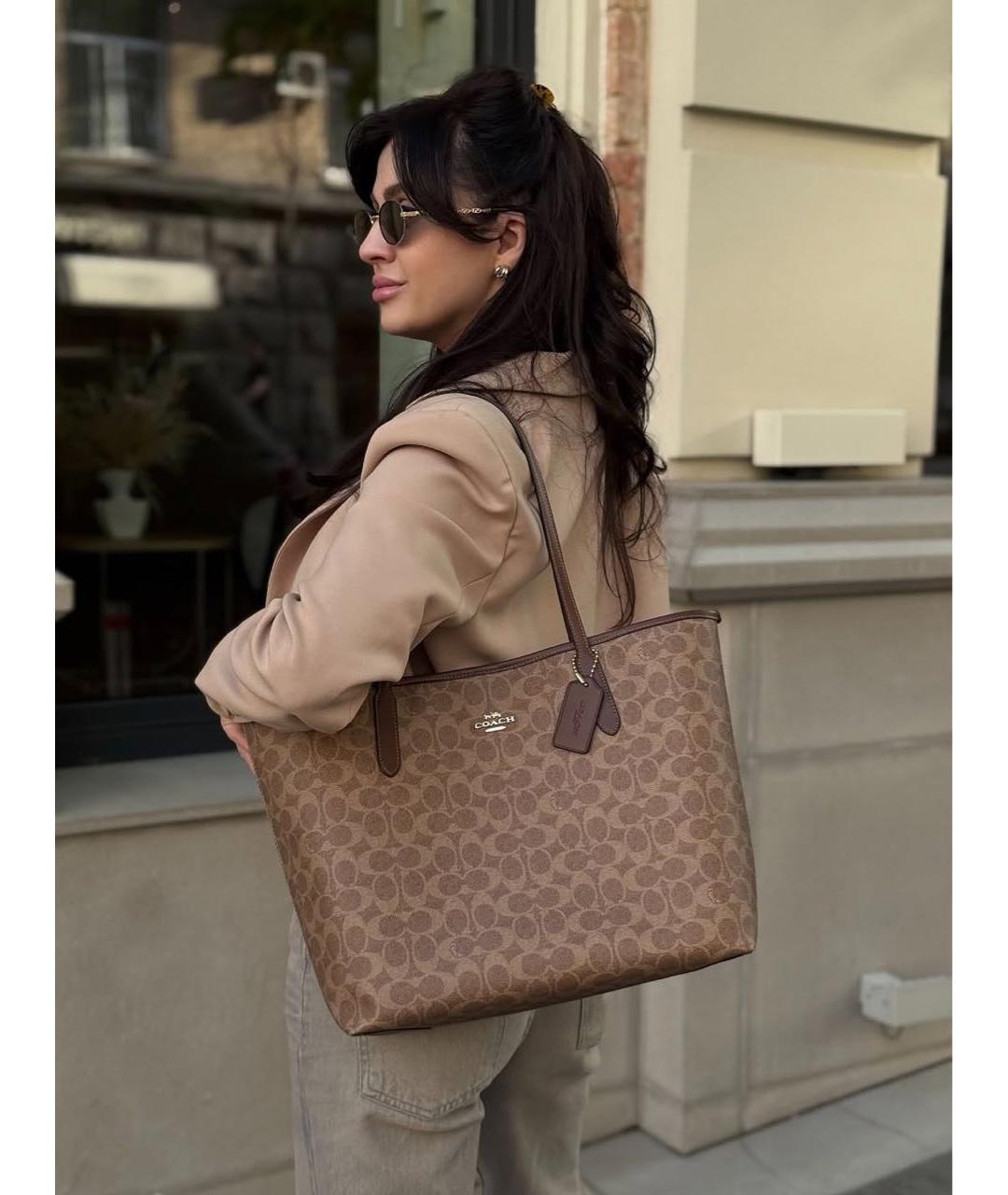 COACH Бежевая сумка тоут, фото 7