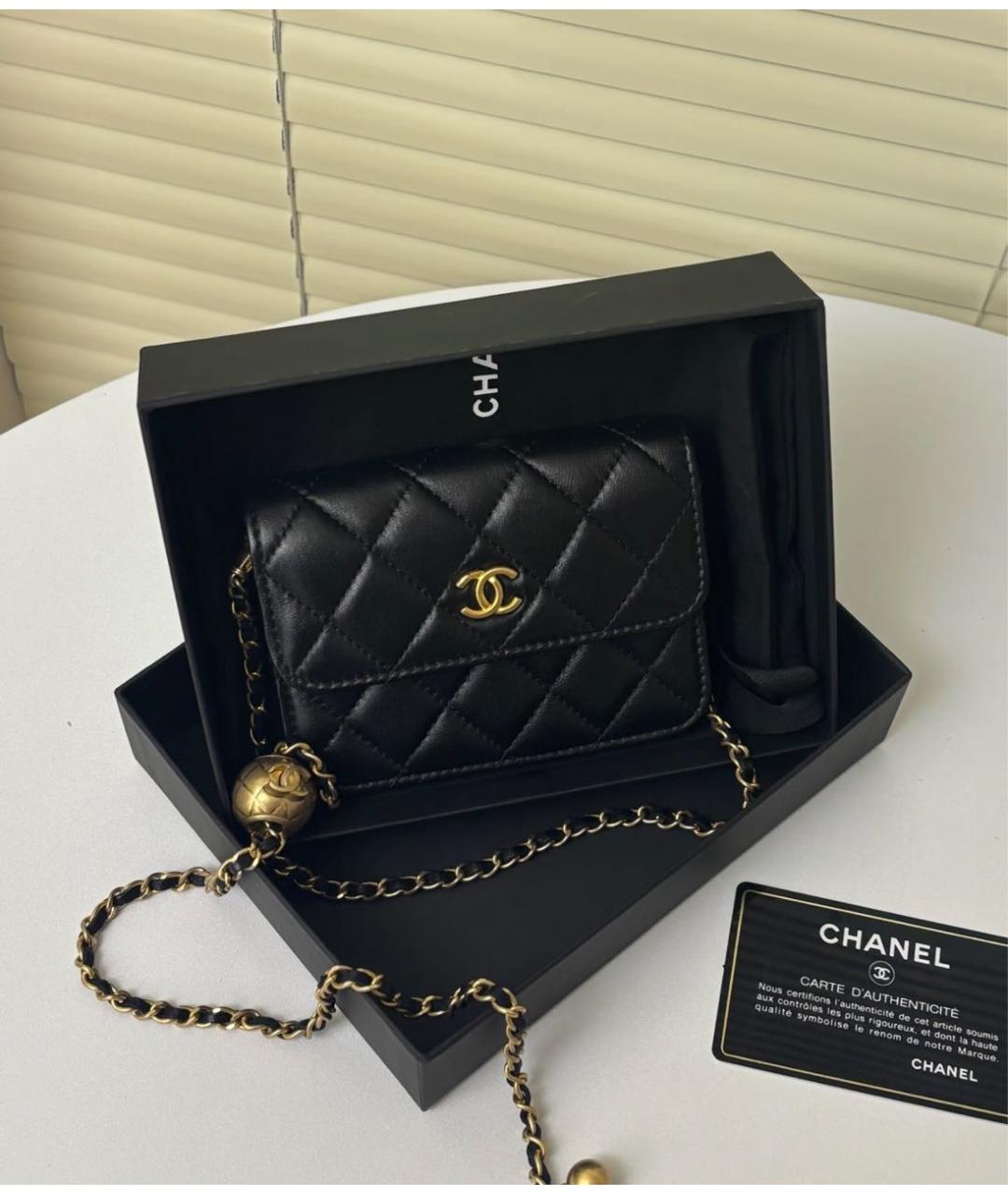 CHANEL Черная кожаная сумка через плечо, фото 2