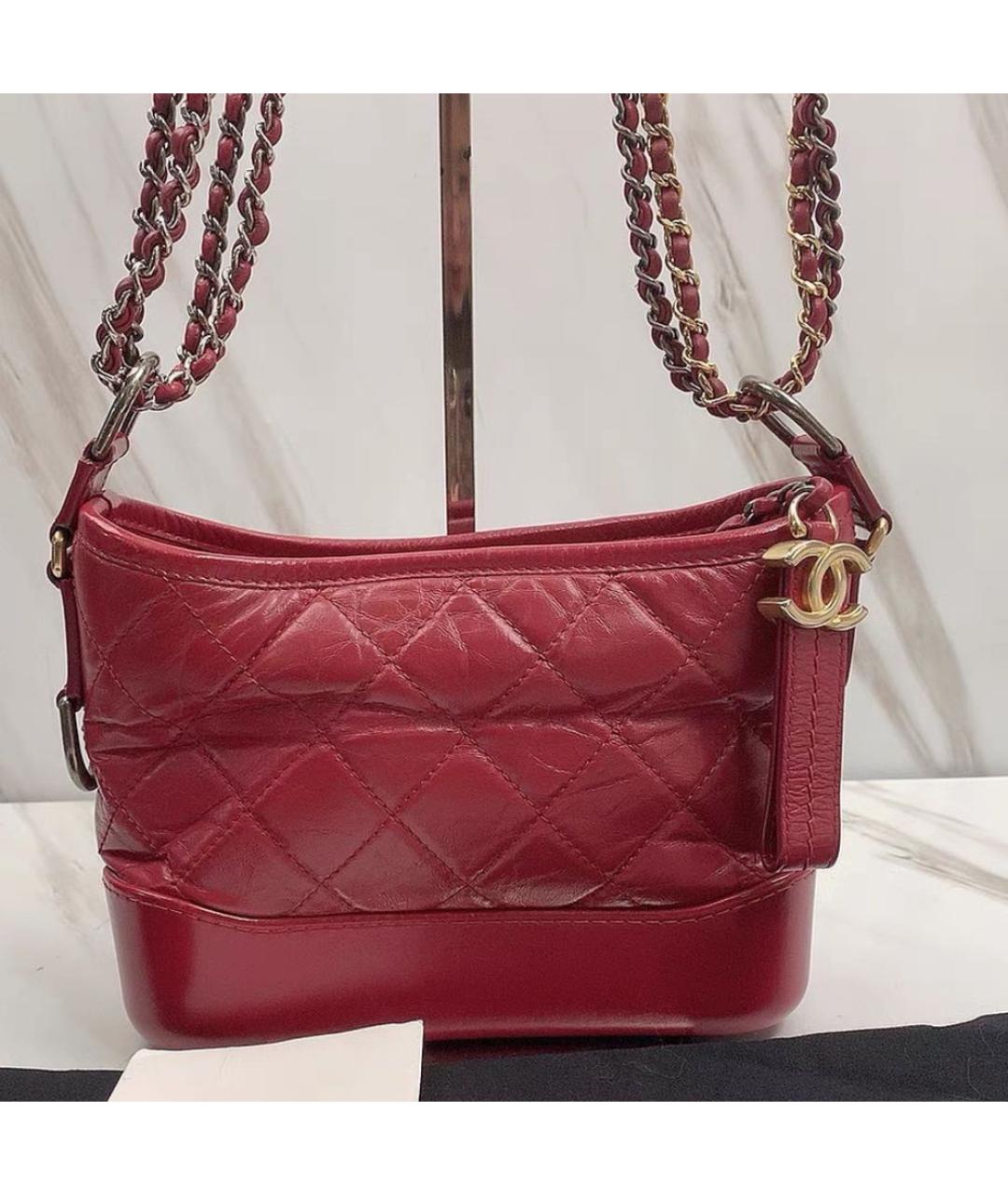 CHANEL Бордовая кожаная сумка через плечо, фото 2