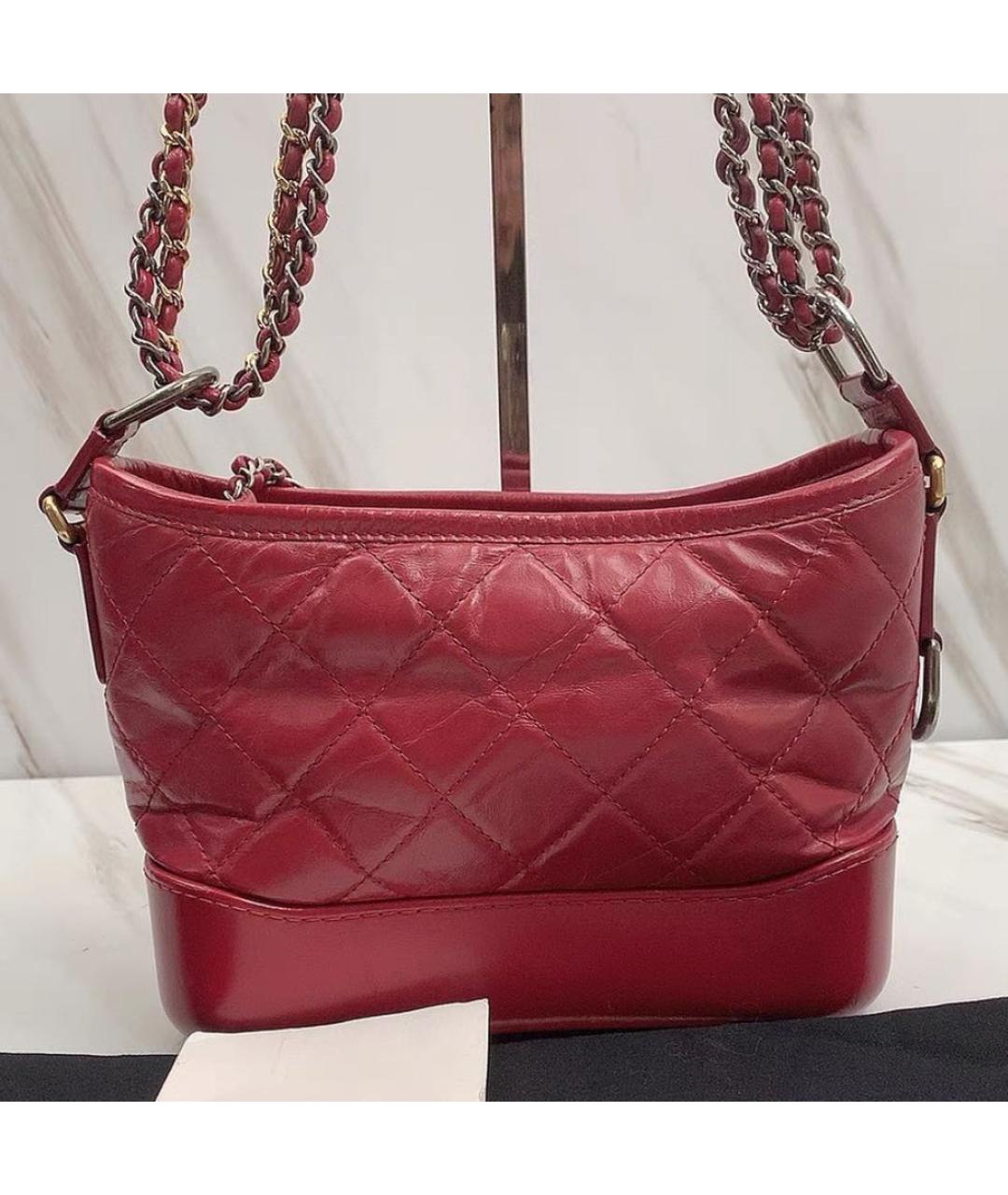 CHANEL Бордовая кожаная сумка через плечо, фото 3