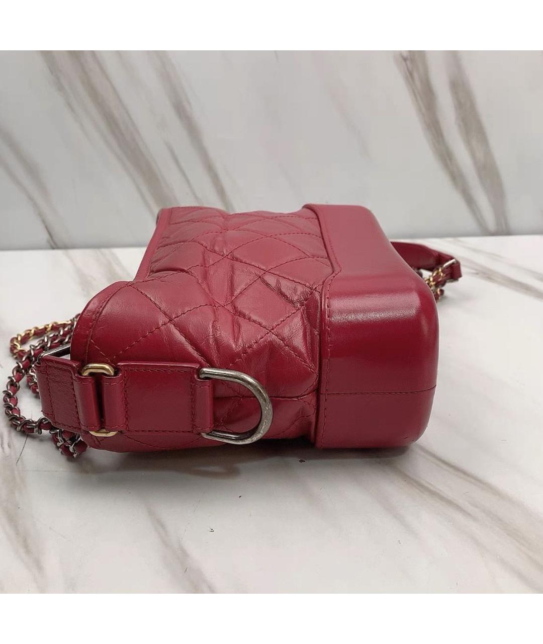 CHANEL Бордовая кожаная сумка через плечо, фото 4