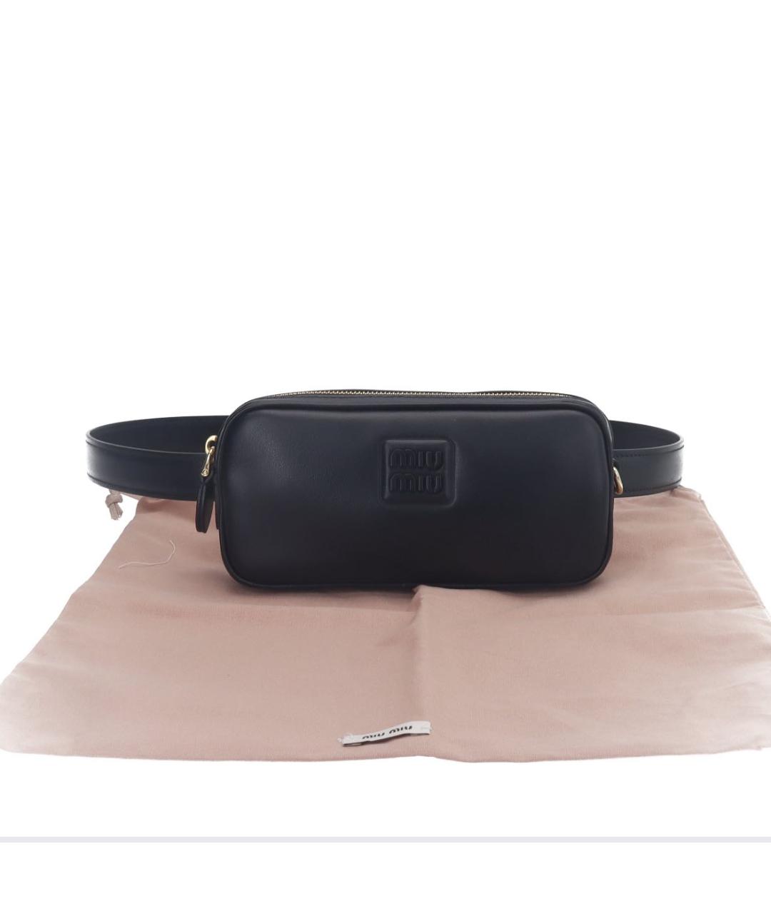 MIU MIU Черная кожаная поясная сумка, фото 3