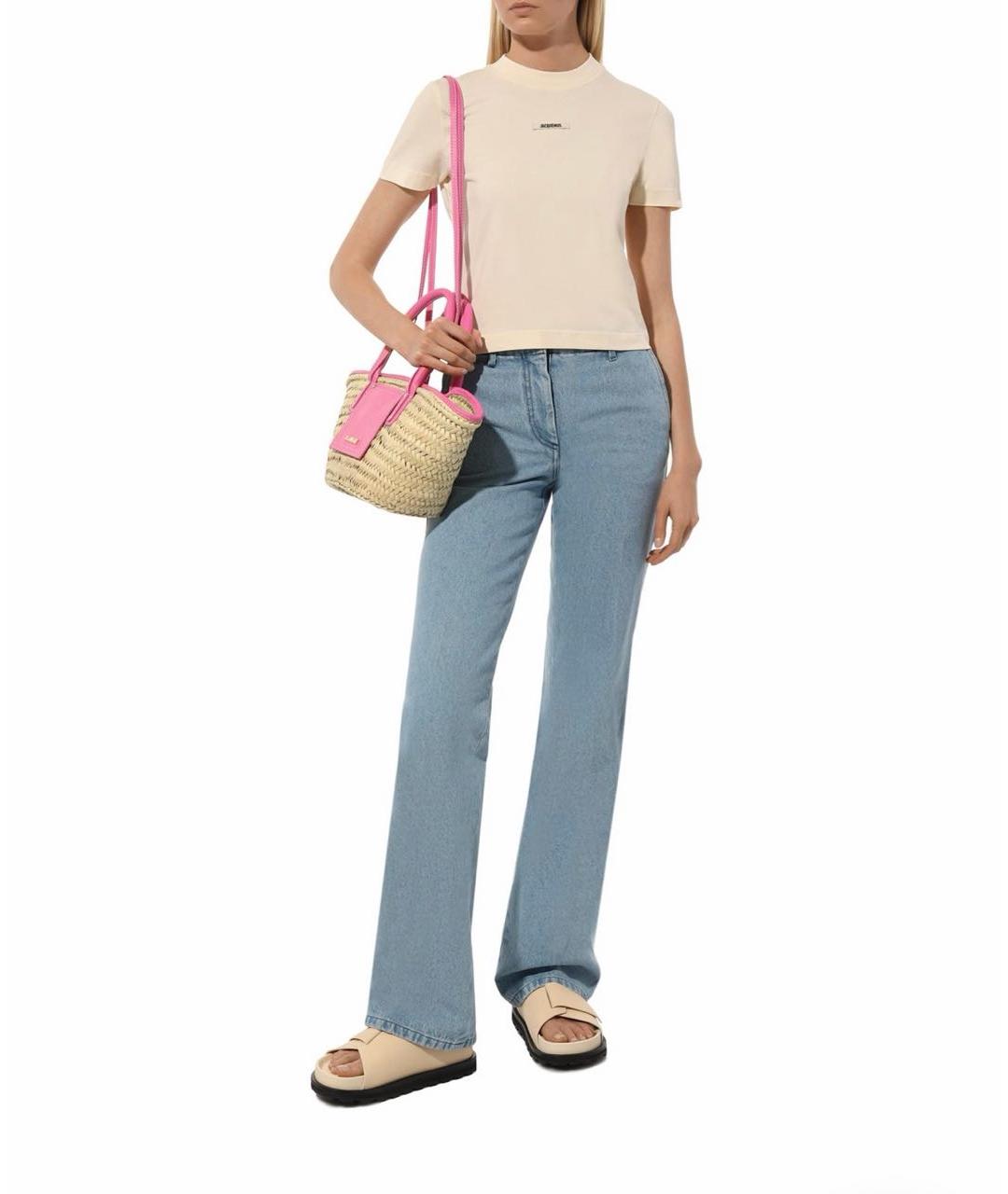 JACQUEMUS Бежевая хлопковая футболка, фото 5