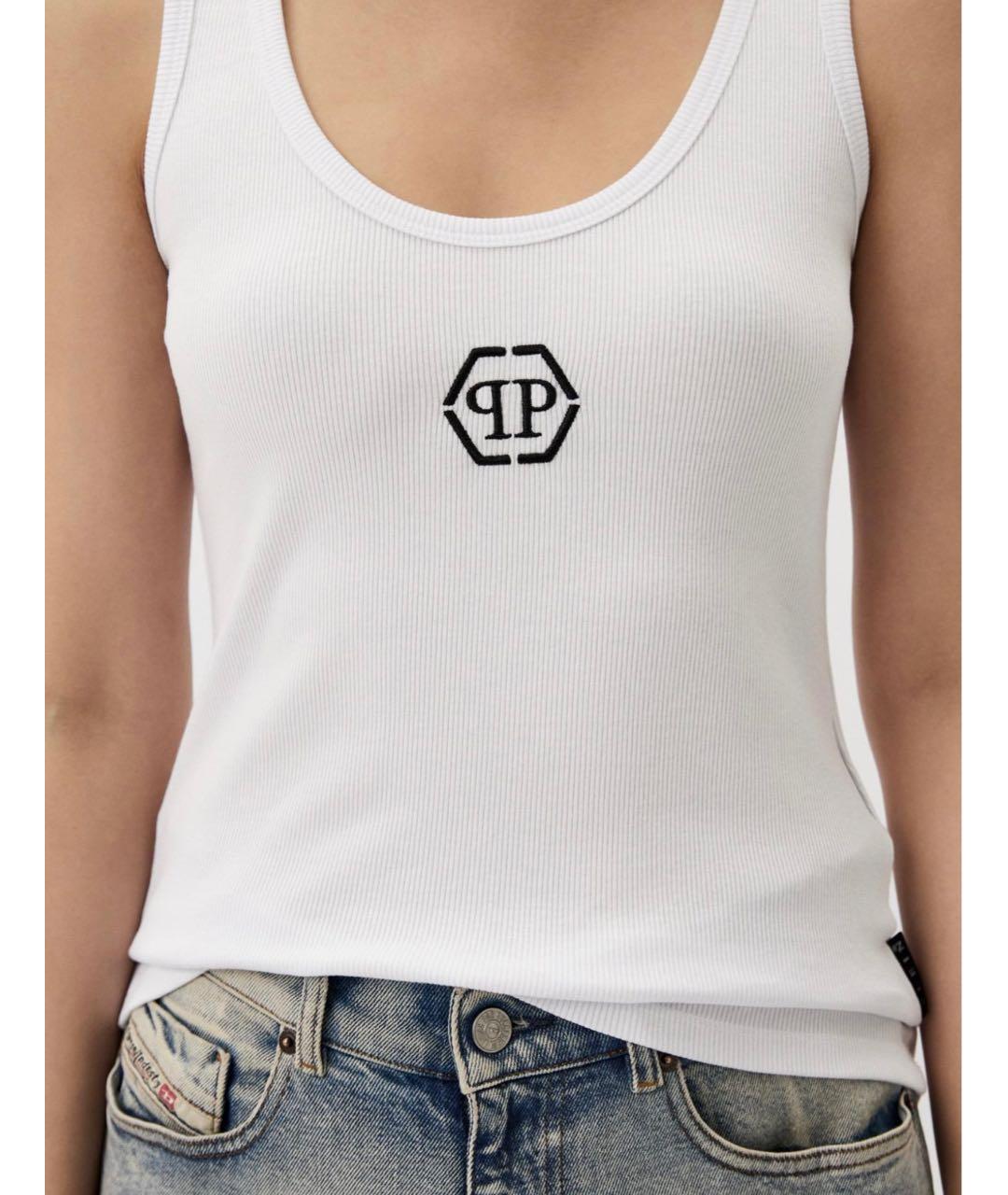 PHILIPP PLEIN Белая хлопковая майка, фото 3