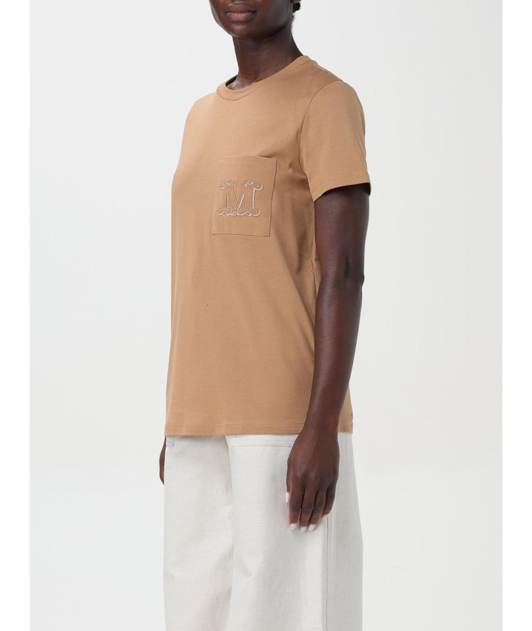MAX MARA Бежевая хлопковая футболка, фото 4