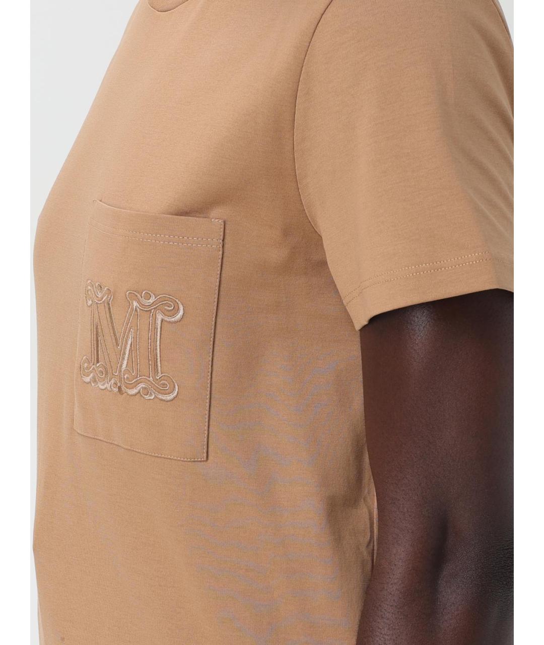 MAX MARA Бежевая хлопковая футболка, фото 5