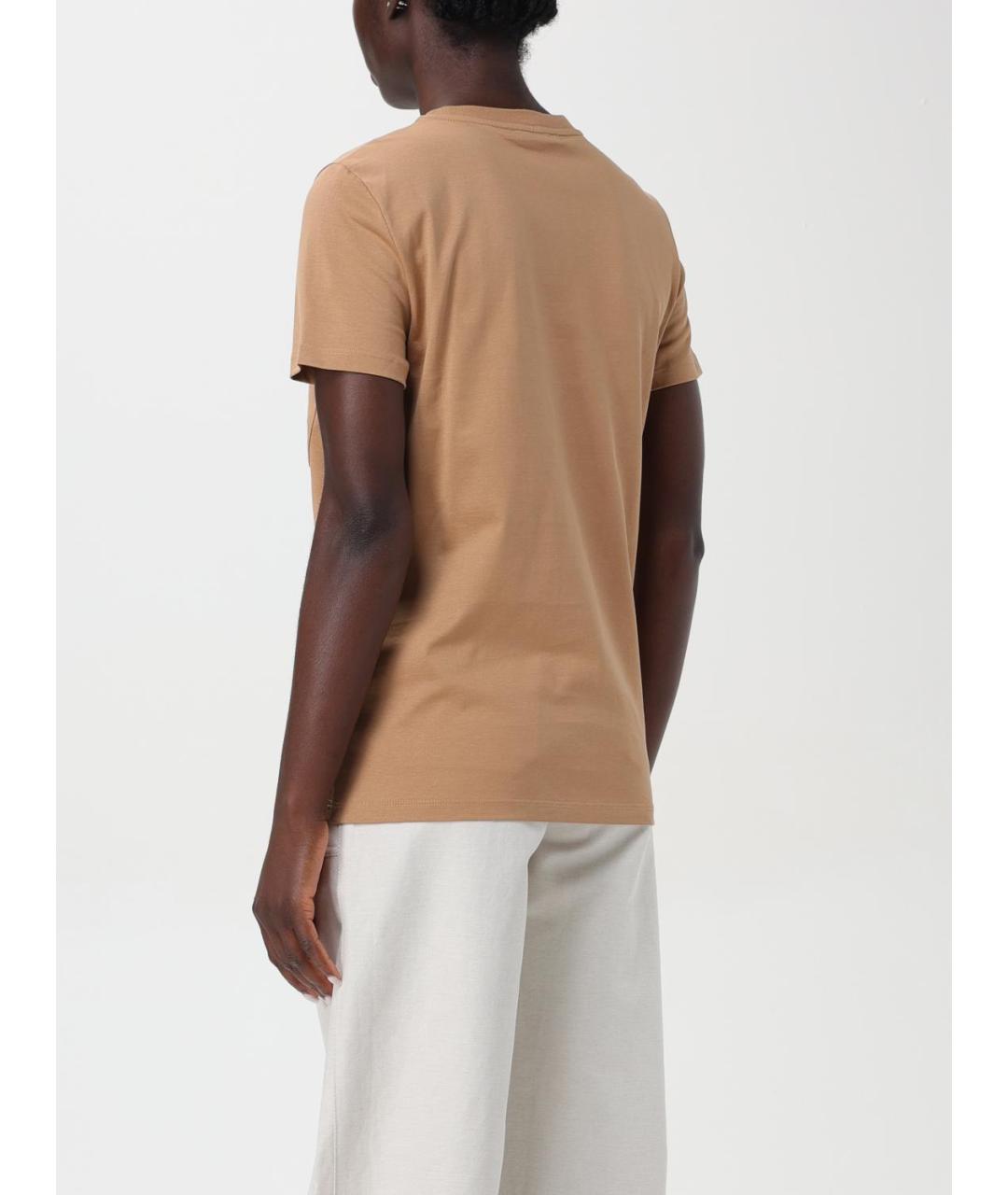 MAX MARA Бежевая хлопковая футболка, фото 3