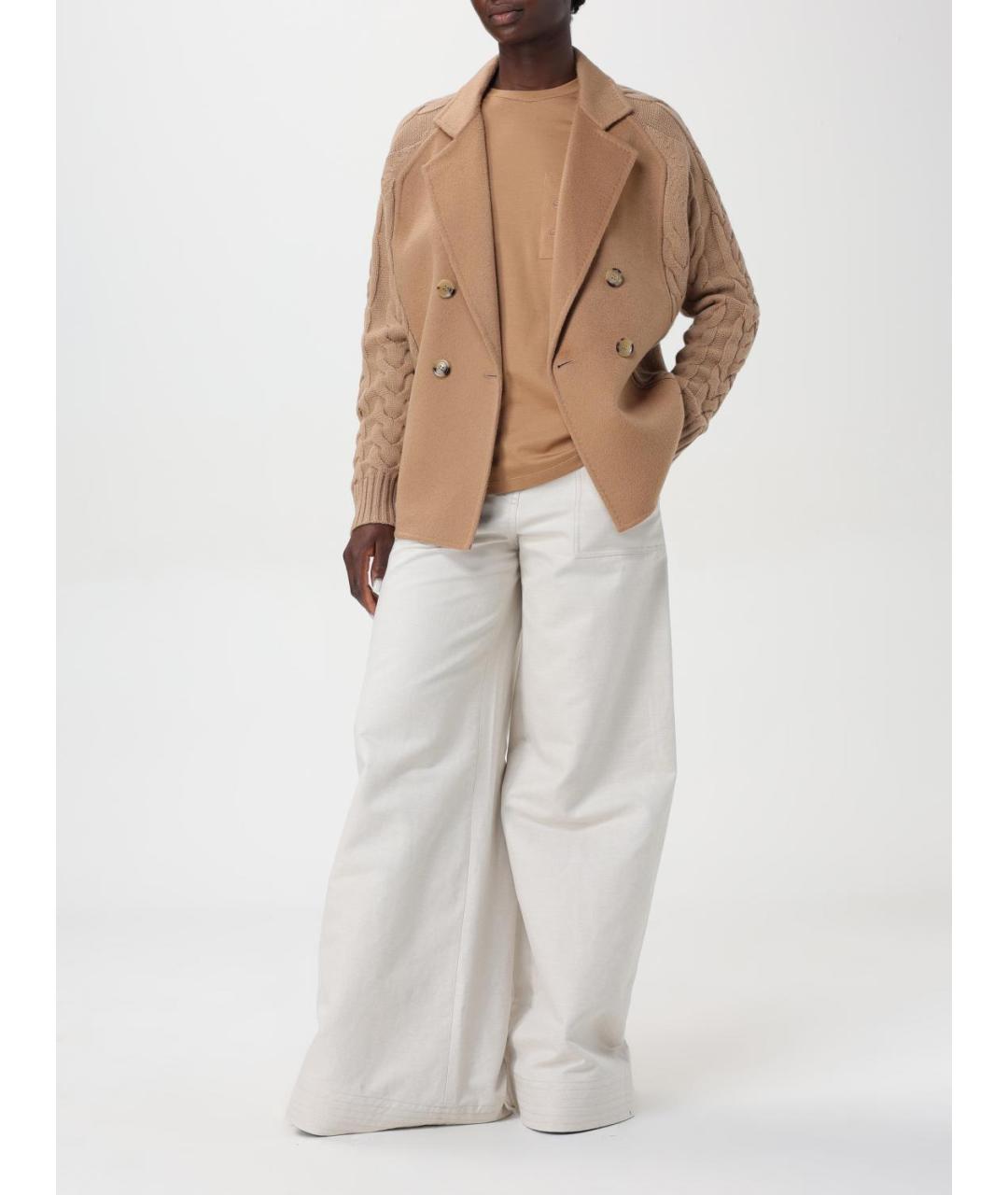 MAX MARA Бежевая хлопковая футболка, фото 2