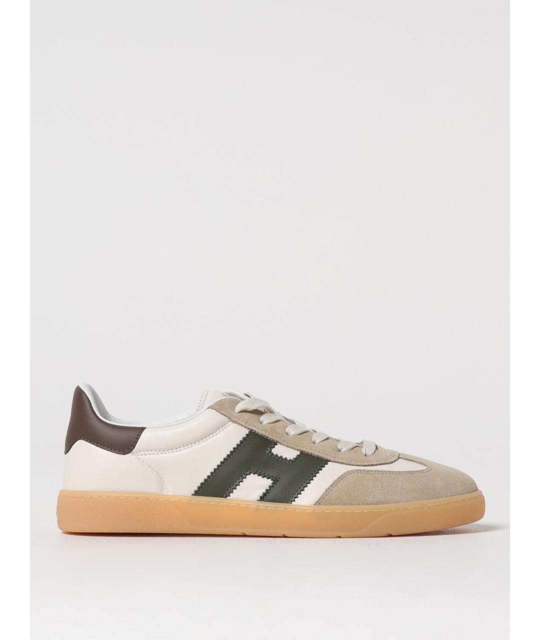 HOGAN Бежевые кожаные низкие кроссовки / кеды, фото 5