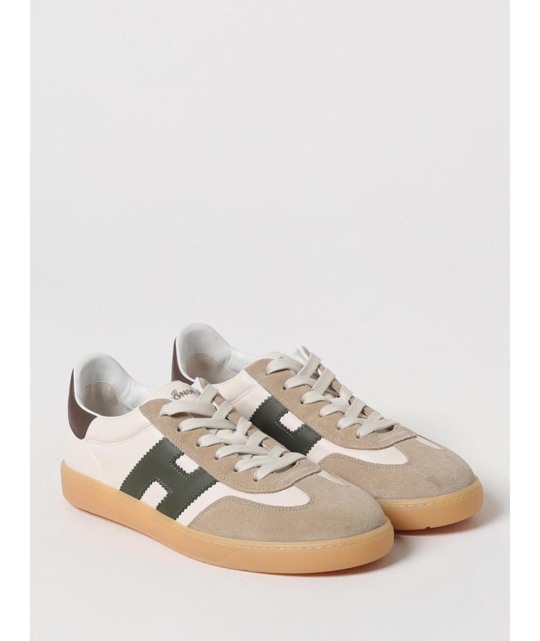 HOGAN Бежевые кожаные низкие кроссовки / кеды, фото 2