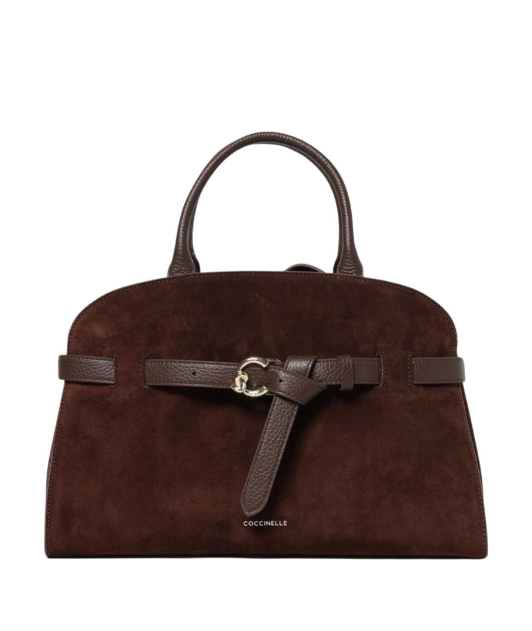 COCCINELLE Коричневая замшевая сумка с короткими ручками, фото 1