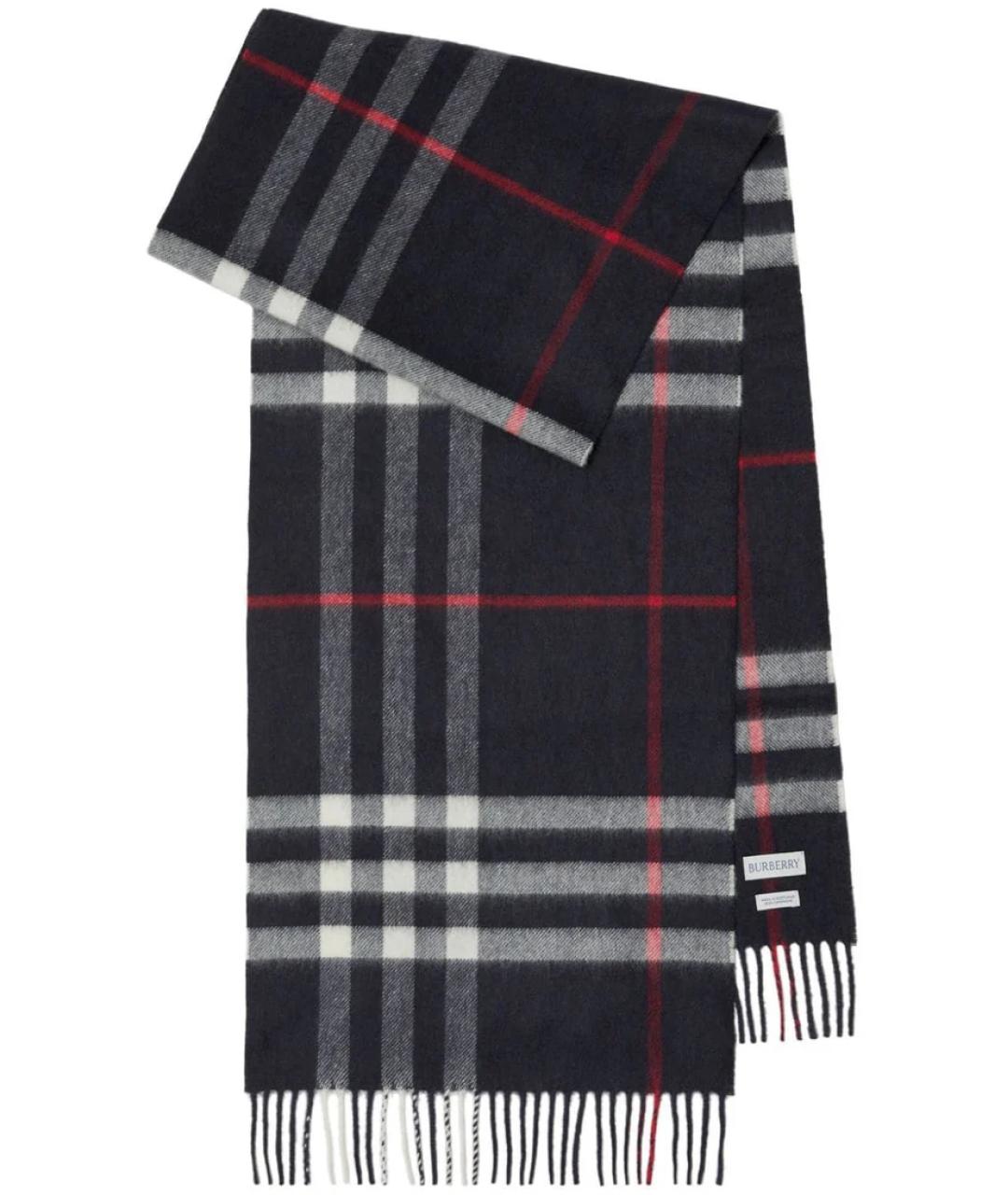 BURBERRY Темно-синий кашемировый шарф, фото 1