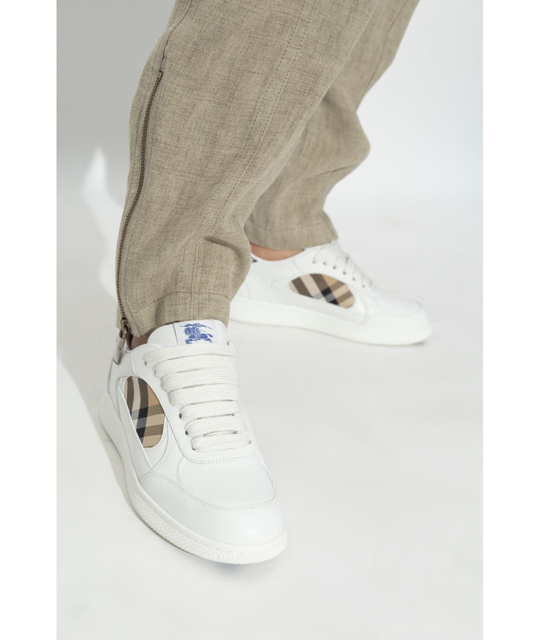 BURBERRY Белые кожаные кеды, фото 2