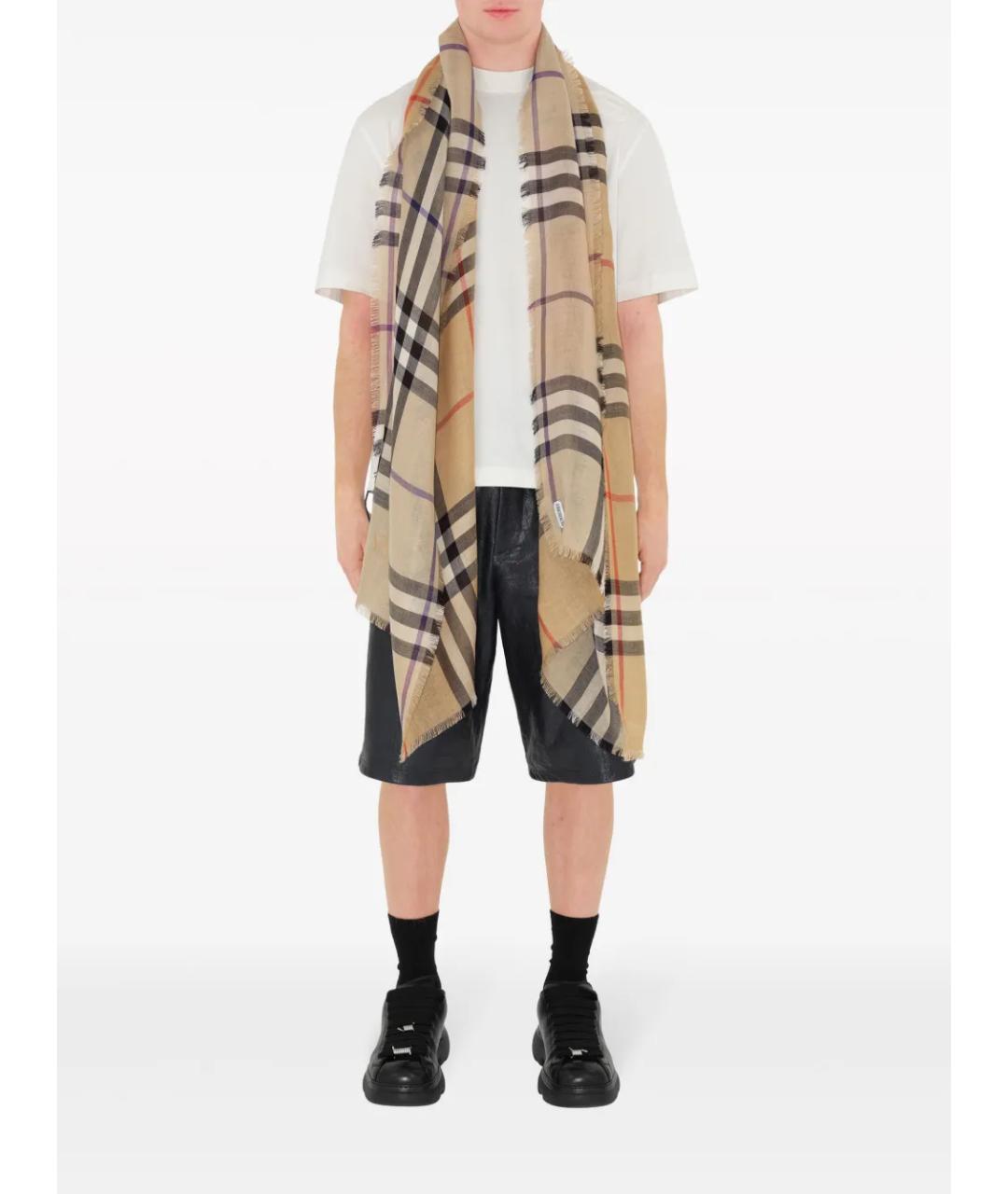 BURBERRY Бежевый шарф, фото 4