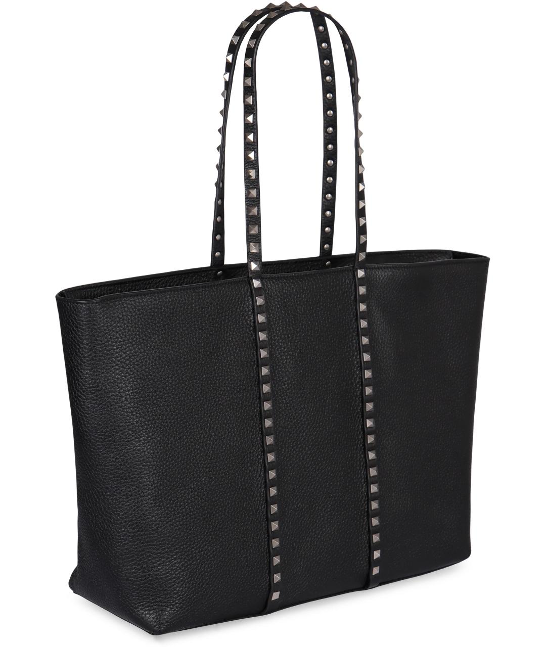 VALENTINO Черная кожаная сумка тоут, фото 2