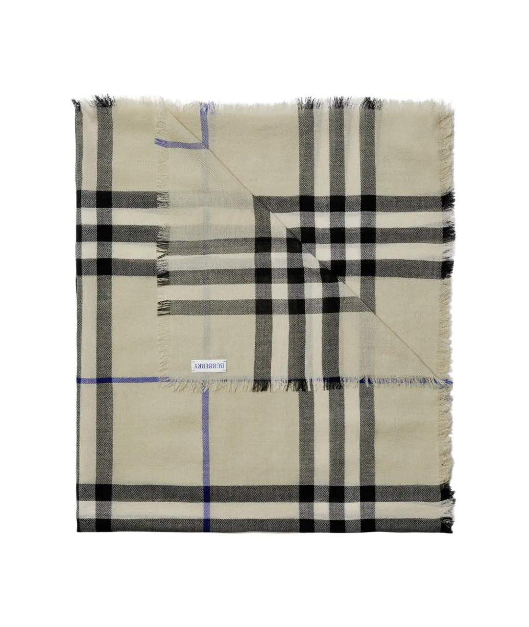 BURBERRY Бежевый шерстяной шарф, фото 2