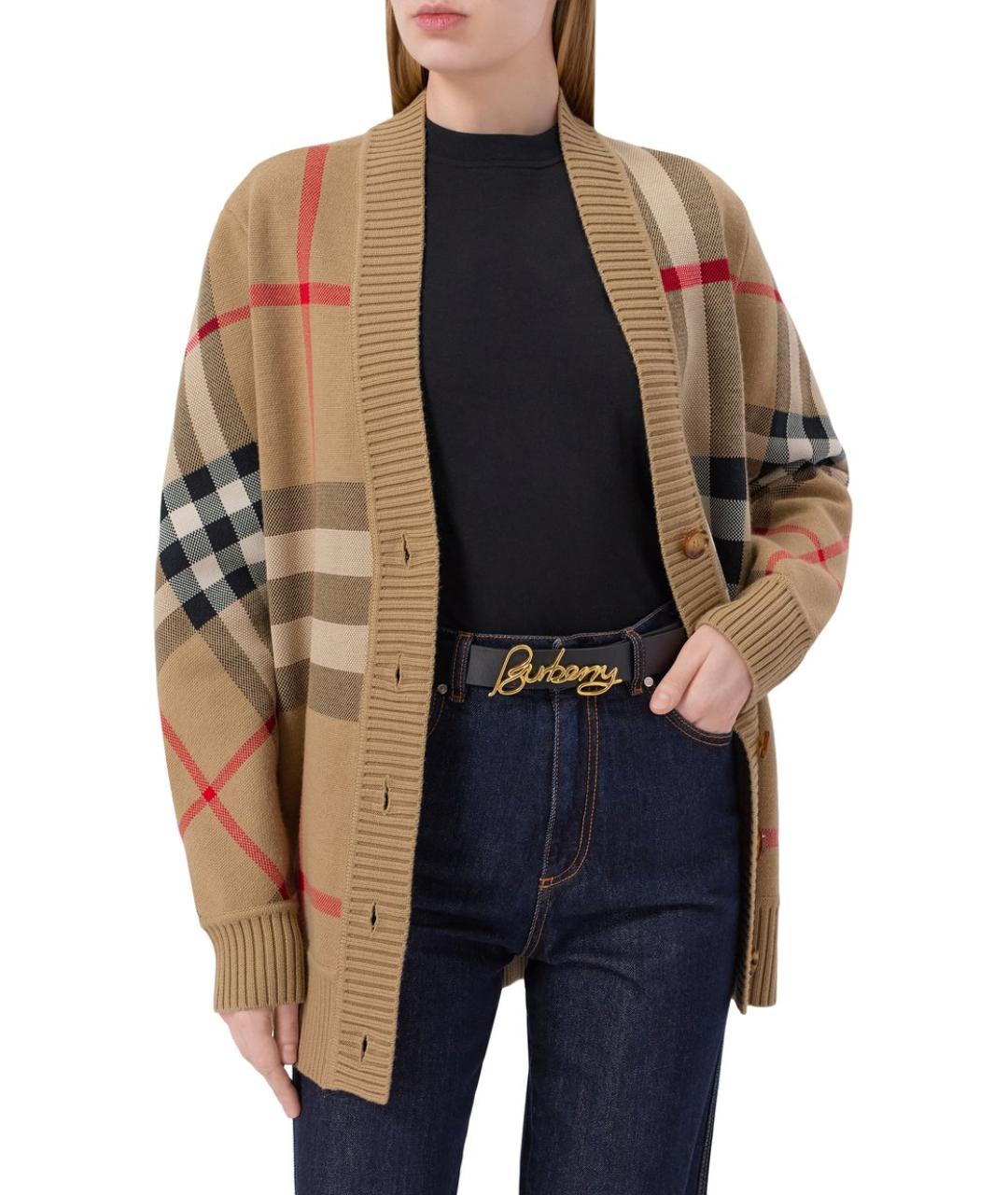 BURBERRY Черный кожаный ремень, фото 3