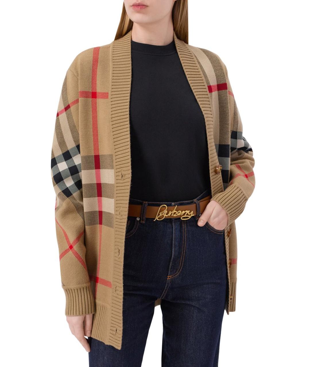 BURBERRY Черный кожаный ремень, фото 4