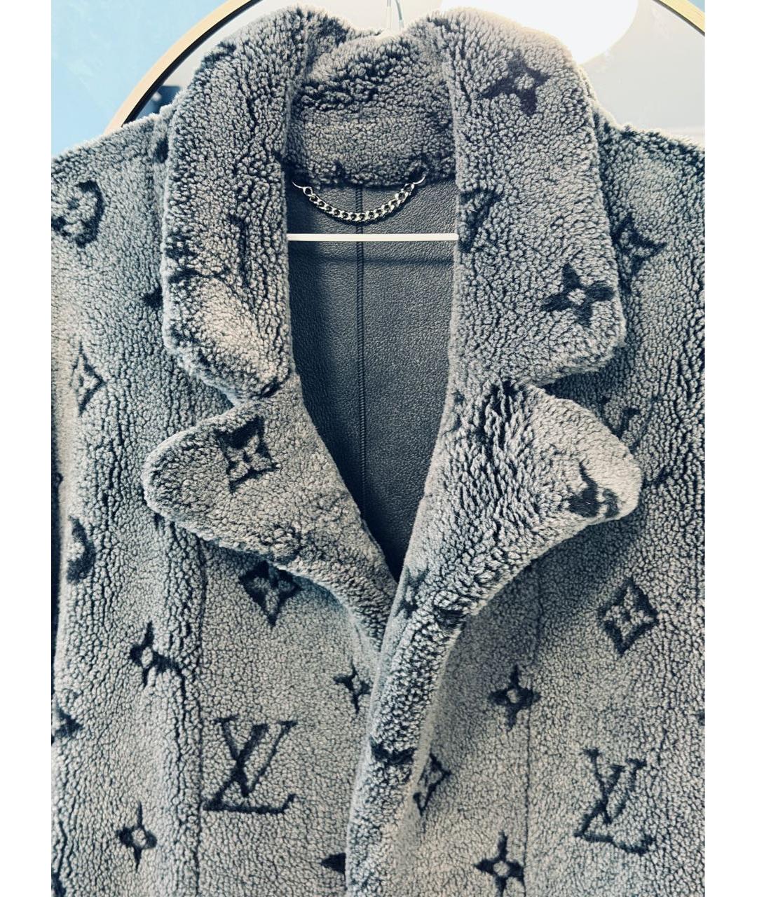 LOUIS VUITTON Серая меховая шуба, фото 3