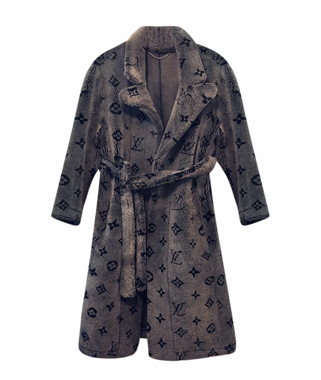 LOUIS VUITTON Серая меховая шуба, фото 1