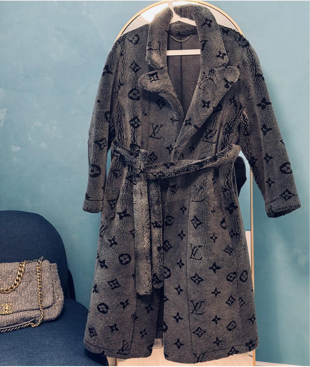 LOUIS VUITTON Серая меховая шуба, фото 9