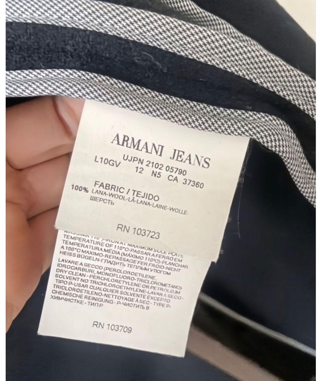 ARMANI JEANS Черное шерстяное пальто, фото 6